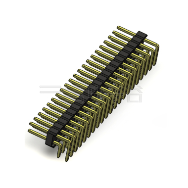 Pitch 2.54mm 90°双排 DIP 单塑排针 PC:3.0 2X21Pin 黑色 镀全金G/F
